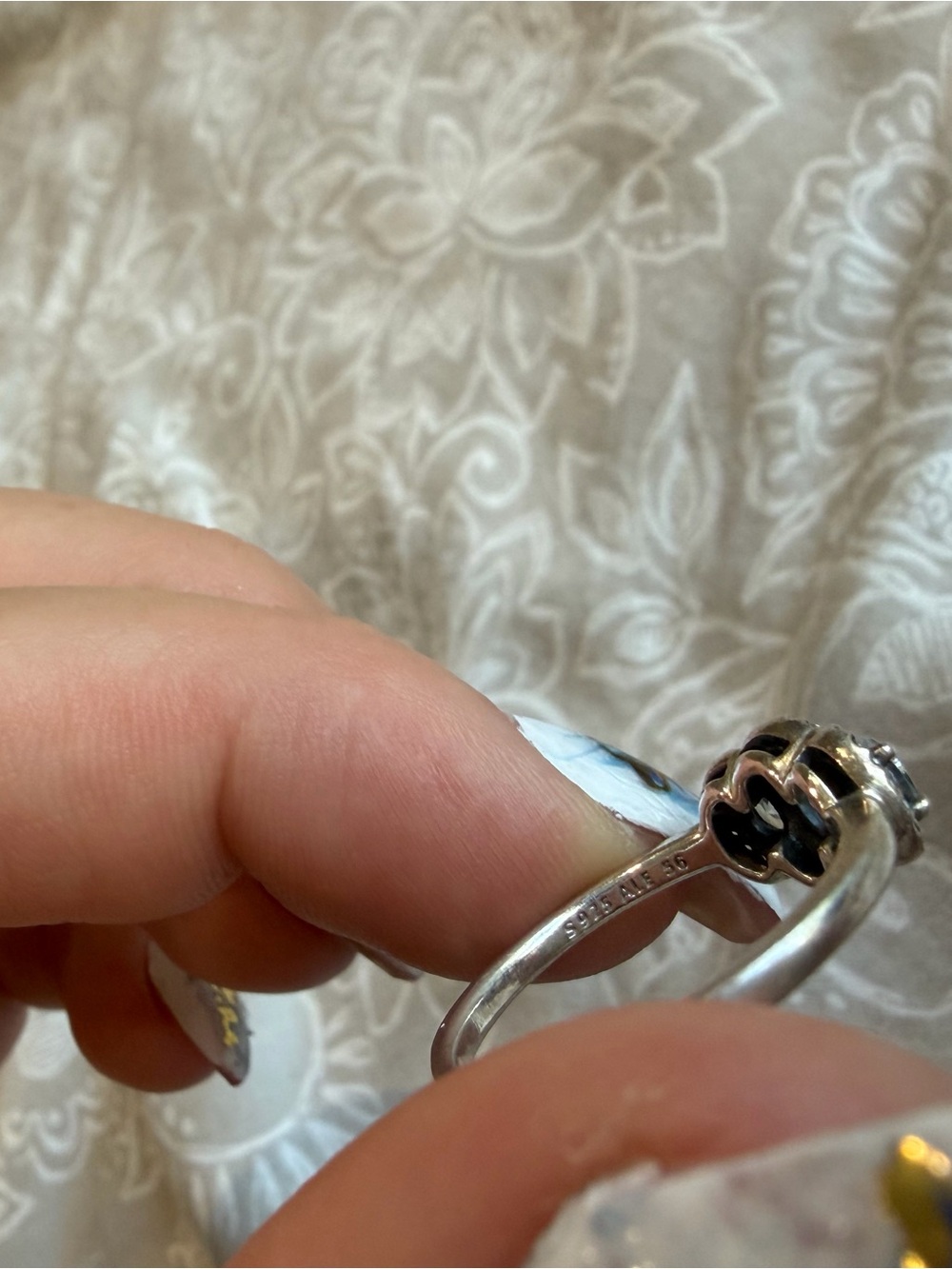 Pandora Silver Halo Ring with Clear Stones - Women's Jewelry size 8 3 diamonds - Picture 4 of 6
